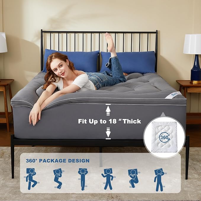 BEDLORE Queen Mattress Topper, Thick Pillow Top Pad - Image 5