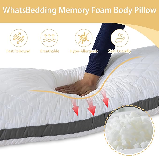 WhatsBedding Memory Foam Body Pillow - Image 6