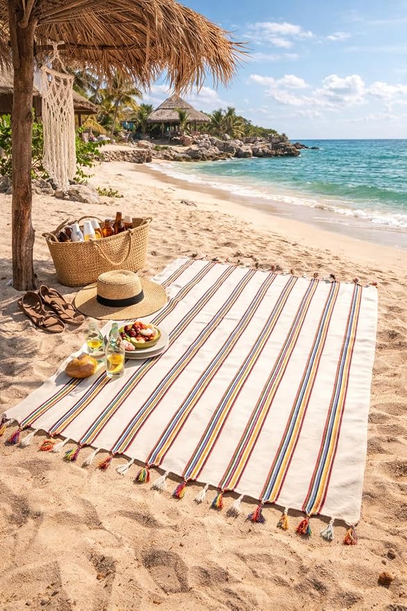 Morrocan Beach Towel | Cotton Blanket Throw, Sand Free, Quick Dry, Turkish - Image 4