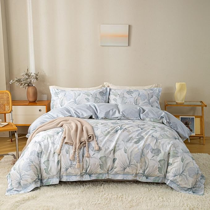 OAITE Duvet Cover Set Twin Size Floral Pattern Ultra Soft 100% Cotton Duvet - Image 2