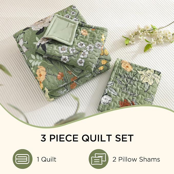 Litanika Floral Green Quilt Queen Size - Image 8