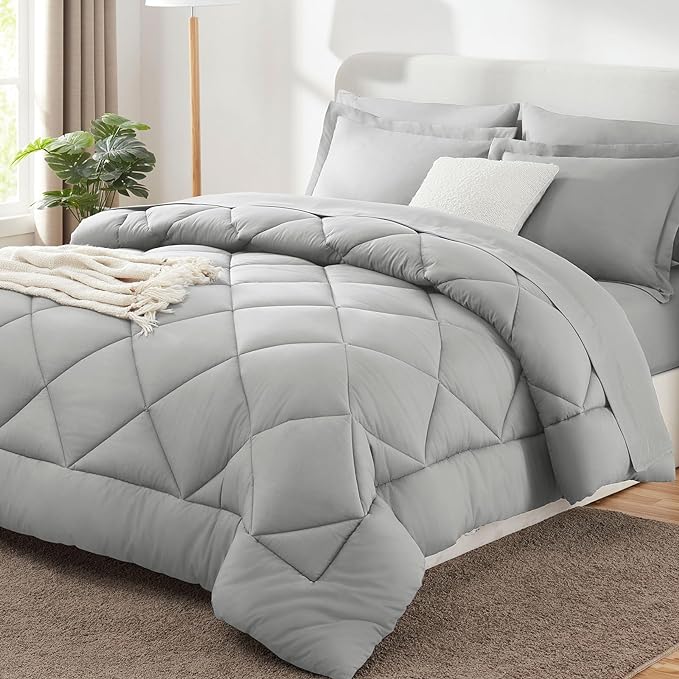 CozyLux King Size Comforter Set Light Grey by CozyLux
