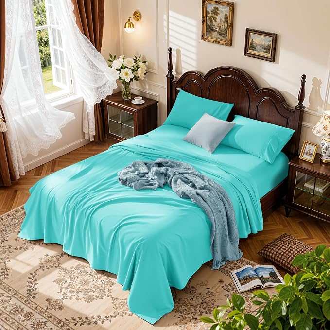 LBRO2M 1000 Thread Count 100% Cotton Sheets Set, King Size Bed Sheet 4 Piece by LBRO2MBedding