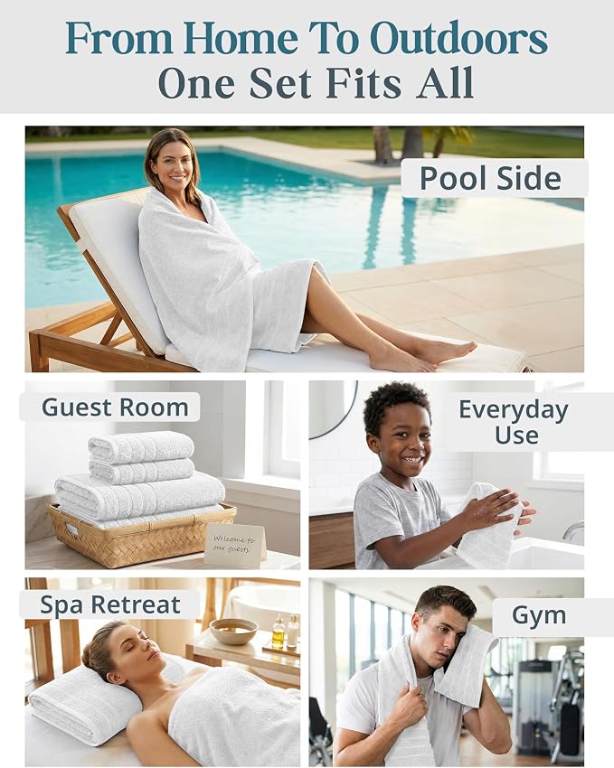 24 Piece Towels for Bathroom – 100% Cotton Bath Towel Set, 2 Bath Sheet - Image 6