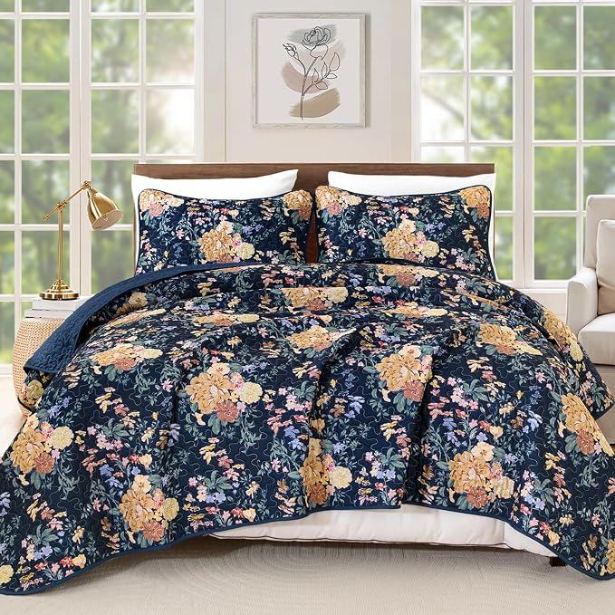WONGS BEDDING Quilt Queen Size, Botanical Quilt - Image 9