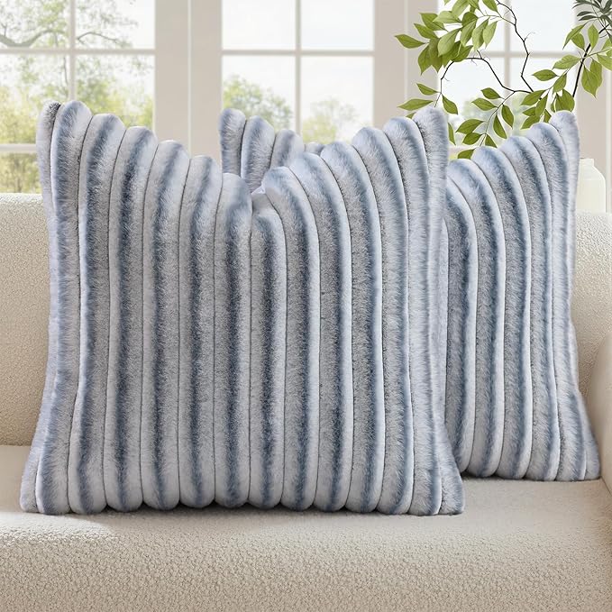 decorUhome Cozy Faux Fur Throw Pillow Covers 26x26 Set of 2 Decorative Soft by decorUhome