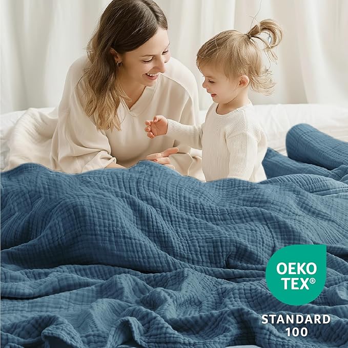 100% Cotton Muslin Blanket King 108" x 90", 6 Layers Breathable and Lightweight - Image 5