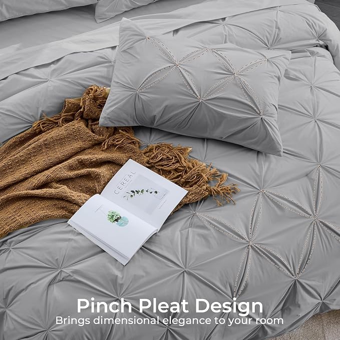 Sasttie King Size Comforter Set, 7-Piece Bed in a Bag, Pintuck Bedding Sets - Image 4
