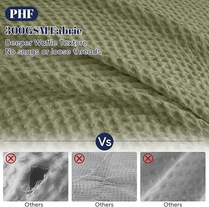 PHF Waffle Weave Duvet Cover Set Queen Size, No Snagging Ultra Soft Luxury - Image 3
