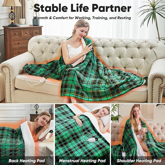 Green Heated Blanket Electric Throw 50X60, Heating Blanket - Image 3