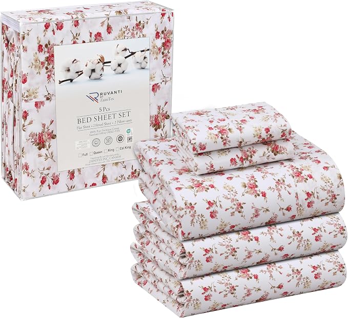 RUVANTI 100% Cotton Sheets – Split King Size Percale Bedding, Cooling & - Image 8