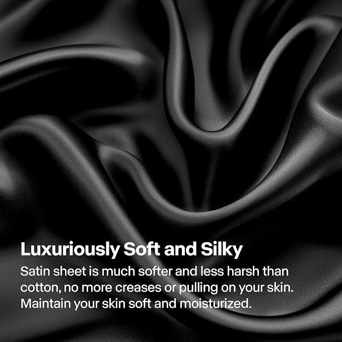 BEDELITE Satin Fitted Sheet and Pillowcase Set, Luxury Soft Similar to Silk - Image 3