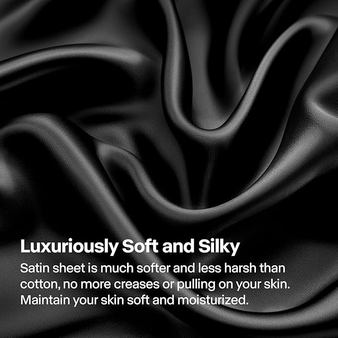 BEDELITE Satin Fitted Sheet and Pillowcase Set, Luxury Soft Similar to Silk - Image 3