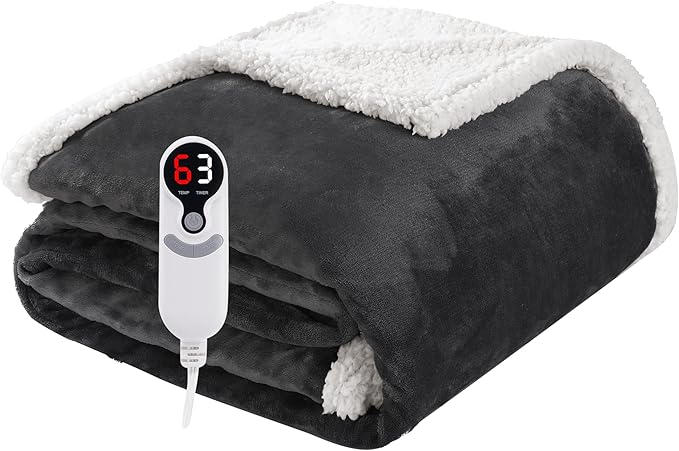 Electric Heated Blanket Throw Size 50"x60", Soft Flannel by Soypipo
