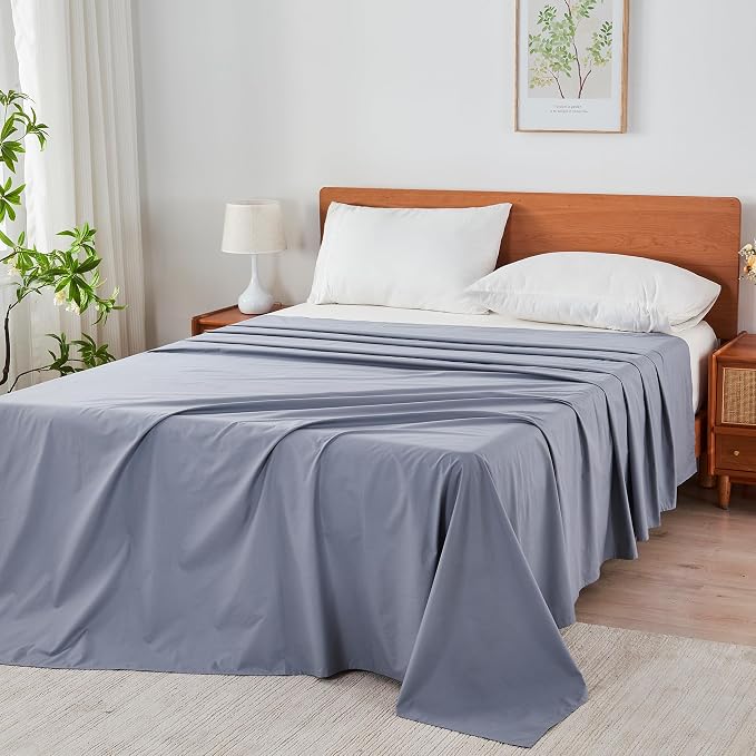 Full Size Flat Sheet 4 Pack, 100% Cotton Percale Flat Bed Sheet, Breathable & - Image 8