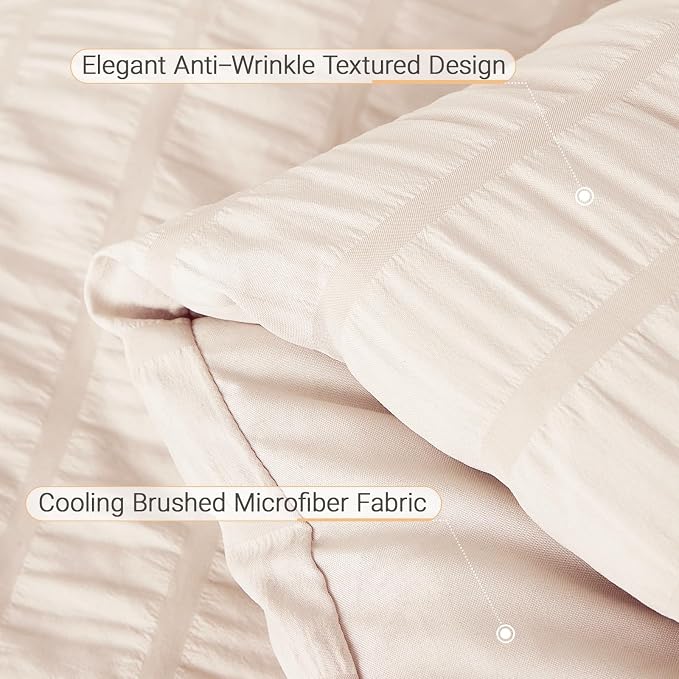MUXHOMO 7 Pieces King Comforter Set, Seersucker Bed in a Bag King Size - Image 6