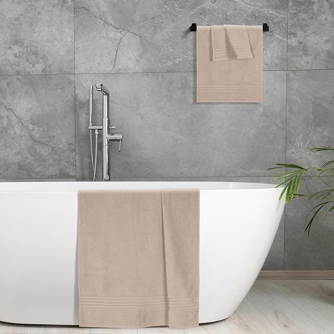 BOUTIQUO Ultra Soft 3 Pack Cotton Towel Set, Contains a Bath Towels 28x55 inch - Image 5
