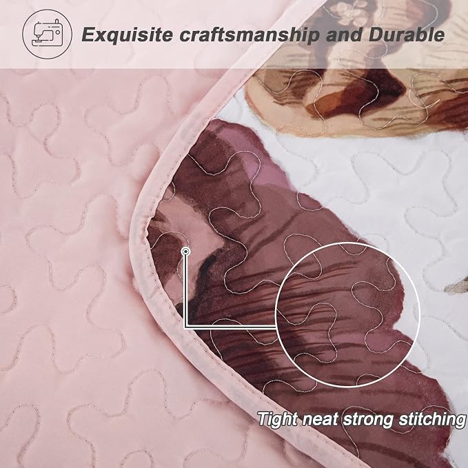 Drucon Floral Quilt Set Twin 2 Pieces Boho Blush Floral Quilt Coverlet Set Soft - Image 5