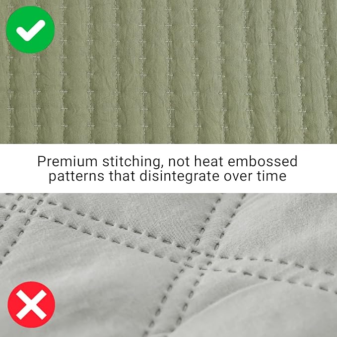 WRENSONGE Twin Quilt-2 Pieces Lightweight Bedspreads Olive Green Twin Quilt - Image 6