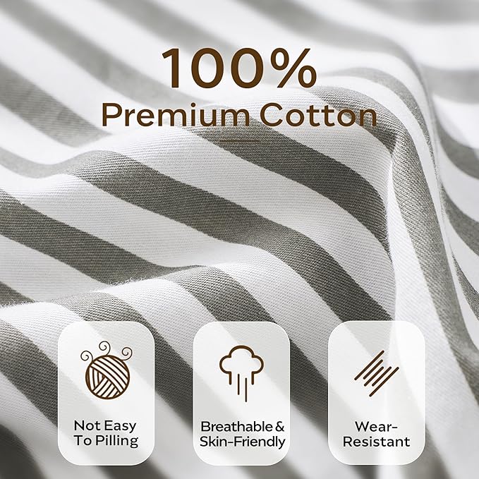 JELLYMONI 100% Natural Cotton 3pcs Striped Duvet Cover Sets, - Image 3