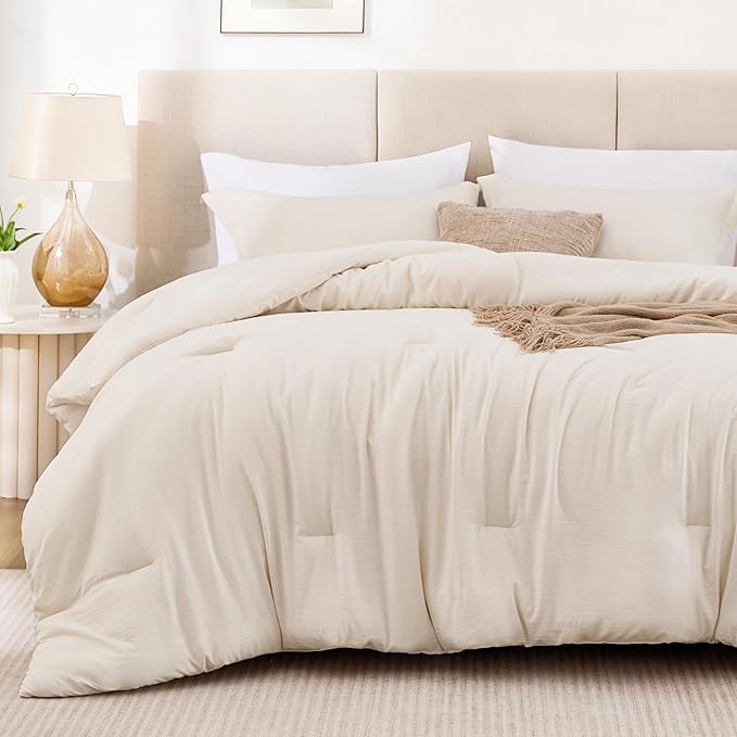 Love's cabin Beige Full Comforter Set, 3-Piece Prewashed Bed Set - Image 2