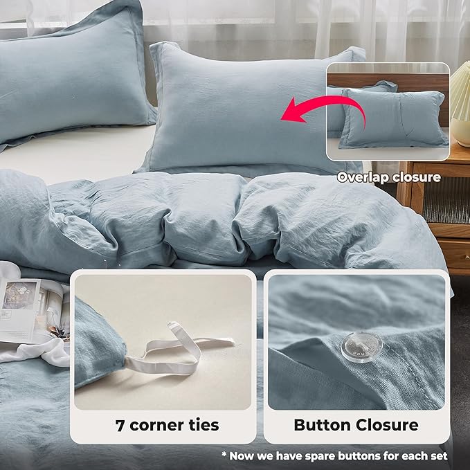 Simple&Opulence 100% Washed Linen Duvet Cover Set - Image 4