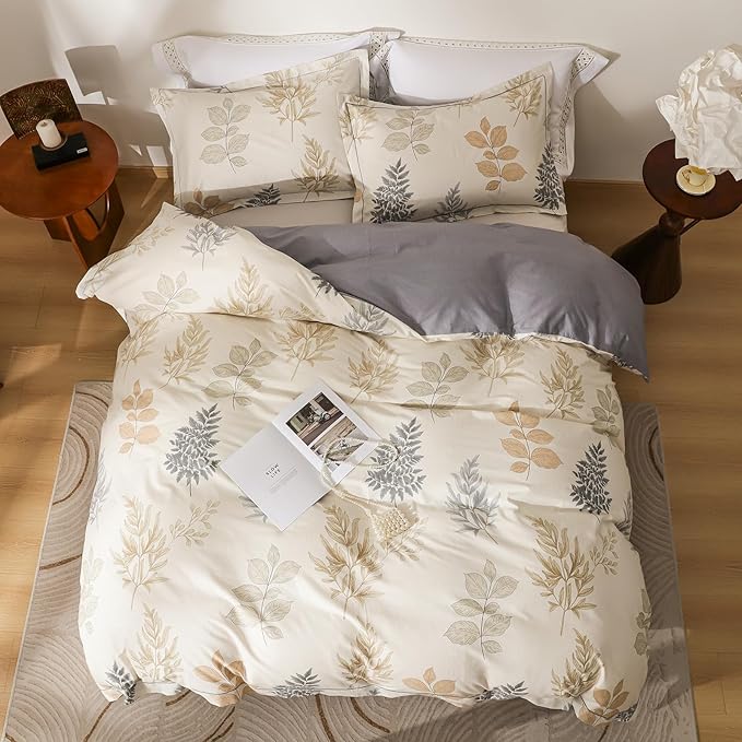 OAITE Duvet Cover Set King Size Floral Pattern Ultra Soft 100% Cotton Duvet - Image 3