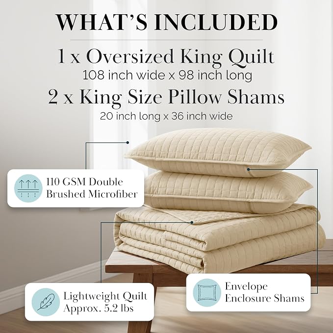 Southshore Fine Living, Inc. Oversized King Quilt Bedding Set, Soft Microfiber - Image 2
