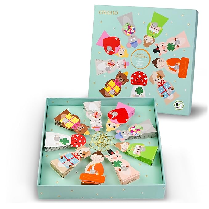 Creano Organic Herbal Tea Gift Set ‘Tea Lovers’ – 9 pyramid tea bags in 9 cute by Creano