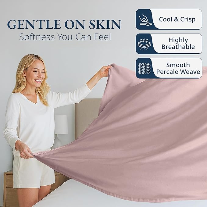 Lane Linen 100% Organic Cotton Twin Size Flat Sheet Only - Image 3