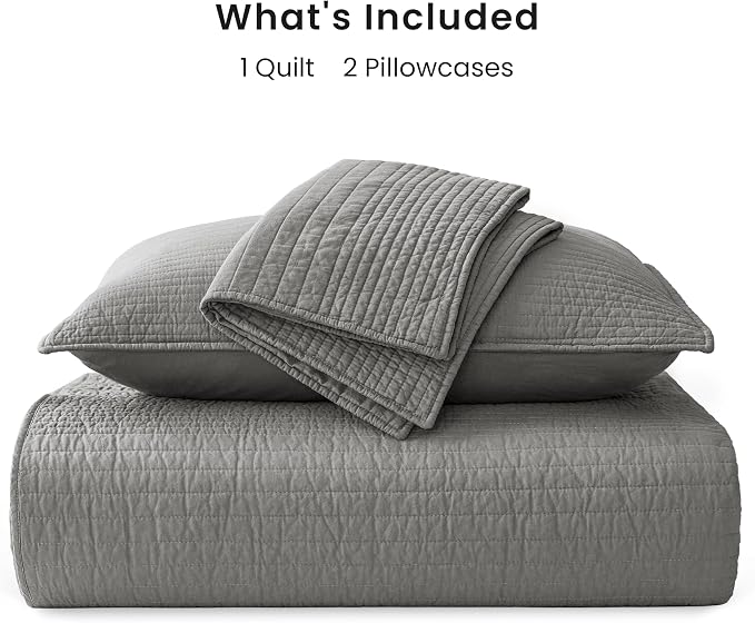 Love's cabin King Size Cotton Quilt Set, 100% Cotton Fabric Striped Textured - Image 7