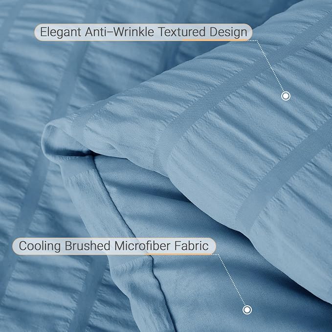 MUXHOMO 7 Pieces Full Comforter Set, Seersucker Bed in a Bag Full Size - Image 5