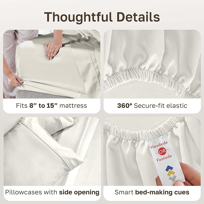 CALIFORNIA DESIGN DEN Soft 100% Cotton Split King Sheet Set, 400 Thread Count - Image 6