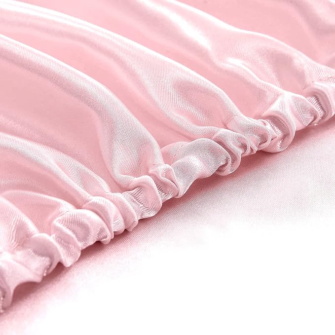 Homiest Blush Pink Satin Fitted Sheet King Size, Deep Pocket, Luxury & Ultra - Image 4