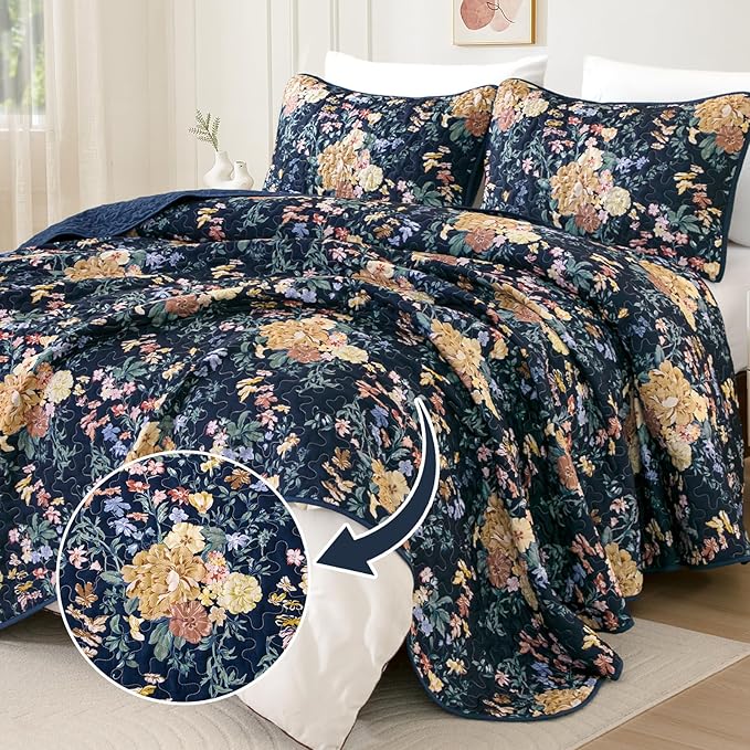 WONGS BEDDING Quilt Queen Size, Botanical Quilt - Image 2