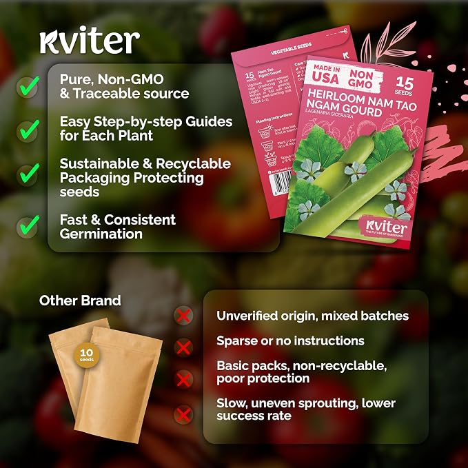 KVITER 15 Nam Tao Ngam Gourd Seeds – Calabash Bottle Gourd Seed Packets UPO - Image 5