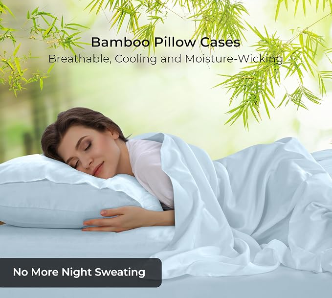 Royale Linens Cooling Pillow Cases Queen Size Set of 2-100% Rayon Derived from - Image 4