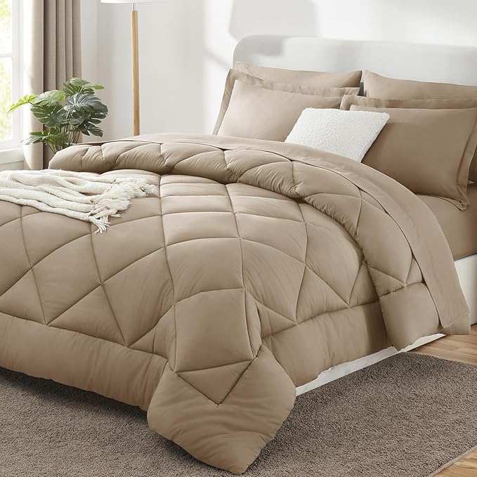CozyLux Queen Comforter Set Taupe by CozyLux