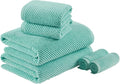 Madison Park Bathroom Towel Set of 6 Diagonal Ribbed, Turquoise 100% Cotton by MADISONPARK
