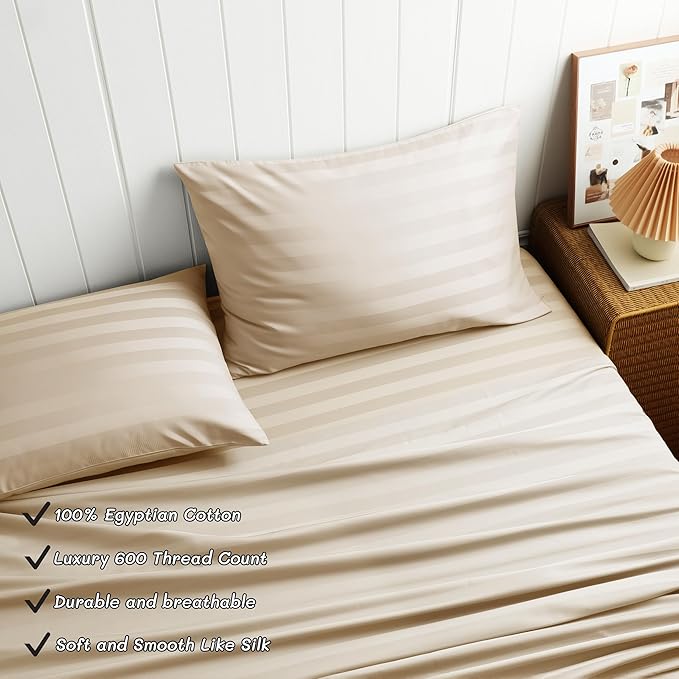 Cotton Flat Sheets Only, 600 TC 100% Cotton Flat Sheet Top Sheet Only, Full - Image 2