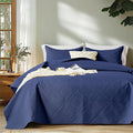 FLYMME Full Queen Quilt Bedding Set, Lightweight Navy Blue Bedspreads, Vintage by FLYMME