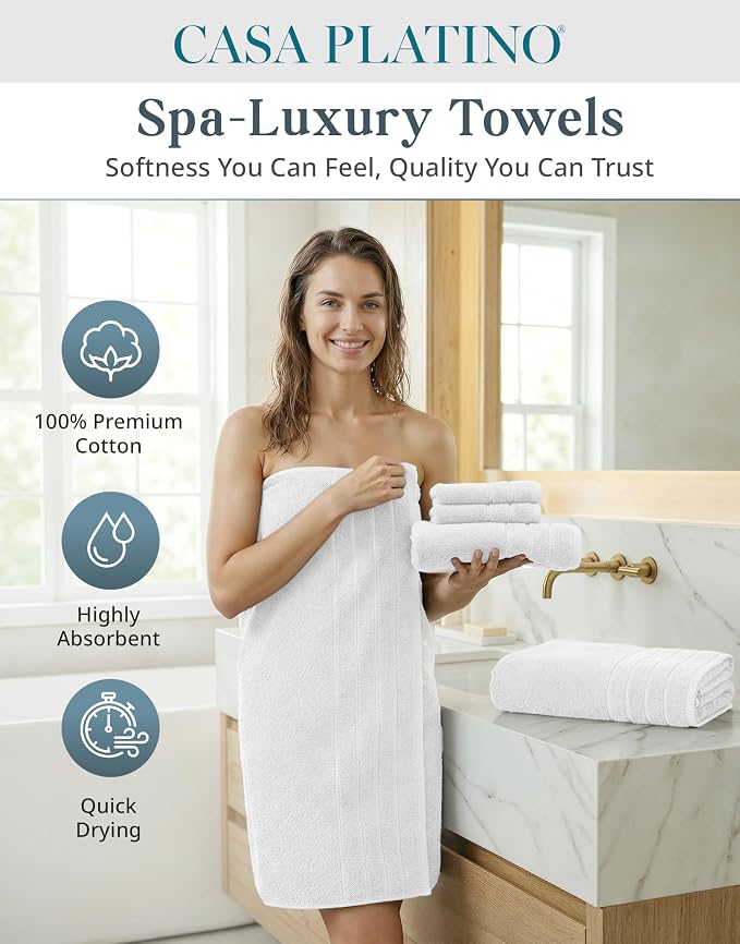 CASA PLATINO 100% Cotton Bath Towel Set 18 Pc - Image 2