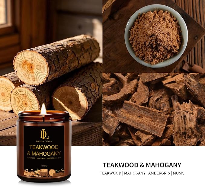 Teakwood & Mahogany Candles, Teakwood Mahogany Scented Candle, Natural Soy - Image 2