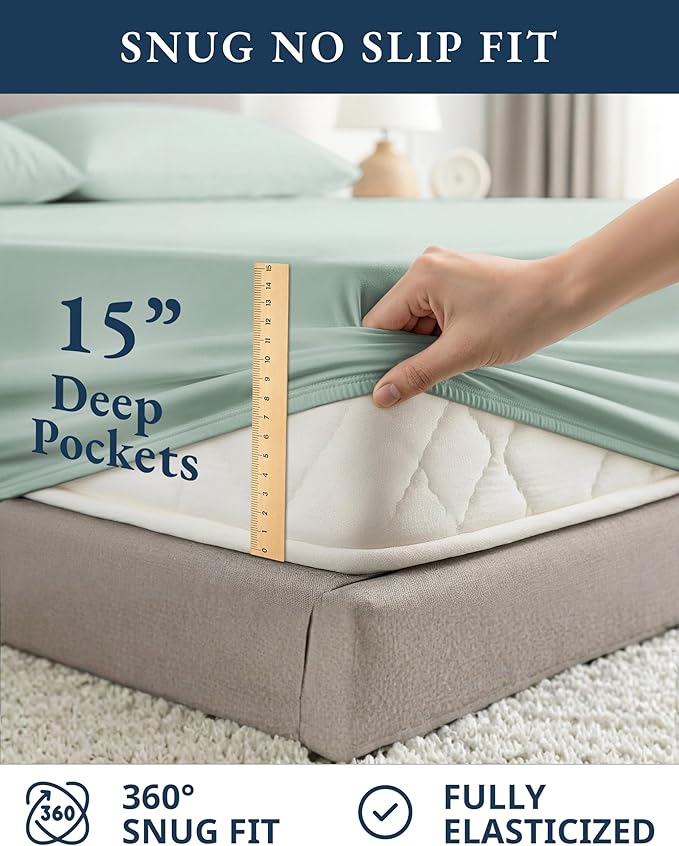 LANE LINEN 100% Organic Cotton Queen Sheets, Fully Elasticized Soft & Comfy - Image 7