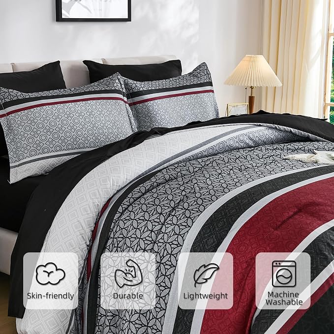 WONGS BEDDING 7 Pieces Comforter Set King Size - Image 4