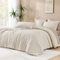 Andency Oversized King Comforter 120''x98'', 3 Pieces Beige Soft Boho Bedding by Andency