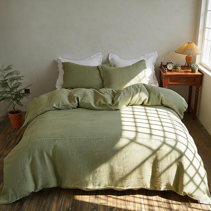 Simple&Opulence 100% Washed Linen Duvet Cover Set 104"x92" - Image 5
