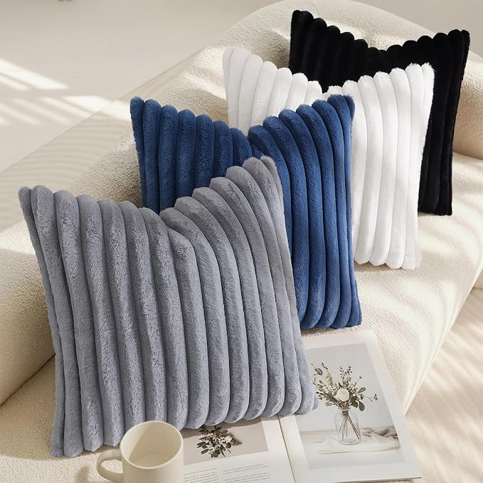 decorUhome Cozy Faux Fur Throw Pillow Covers 16x16 Set of 2 Decorative Soft - Image 7