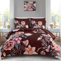 Luxudecor Burgundy Floral Comforter Set King Size 7 Piece, Flower Bed in a Bag by Luxudecor