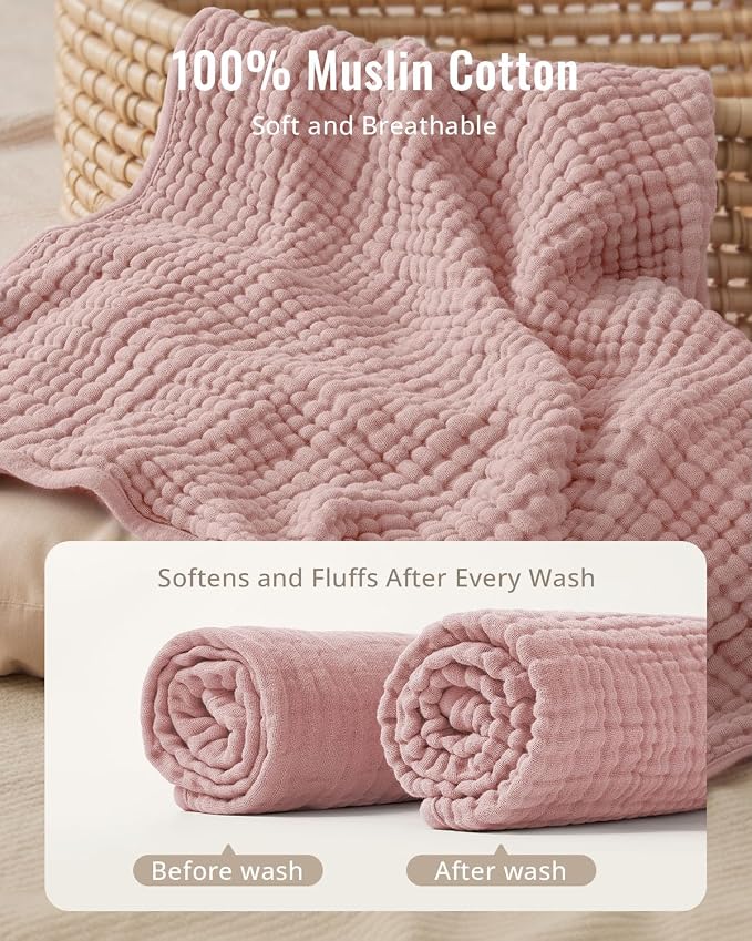Blissful Diary Muslin Baby Hooded Towel 2 Pack, Soft & Absorbent Bath Towel - Image 2